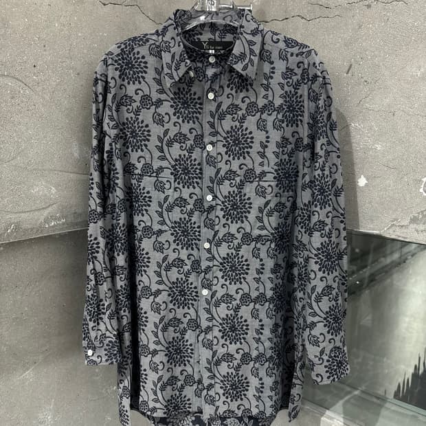 와이즈 인디고 자카드 셔츠