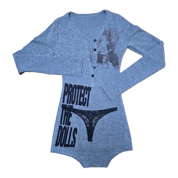 Id vintage 프린팅 바디슈트+숏팬츠