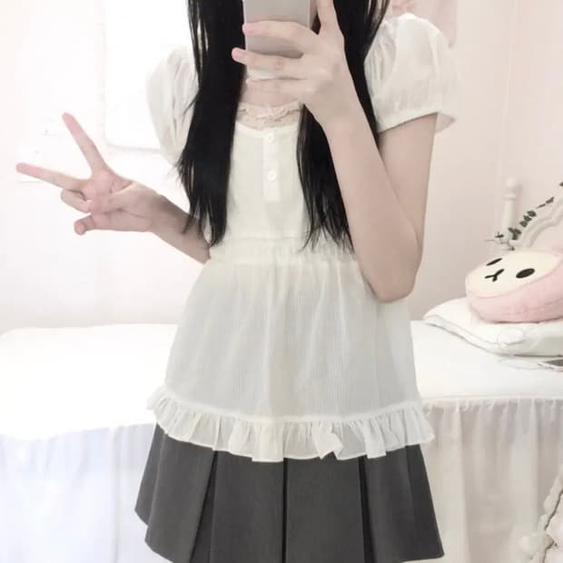 스너그 하치 블라우스 화이트 snug 서냥 모리걸 빈티지 일본