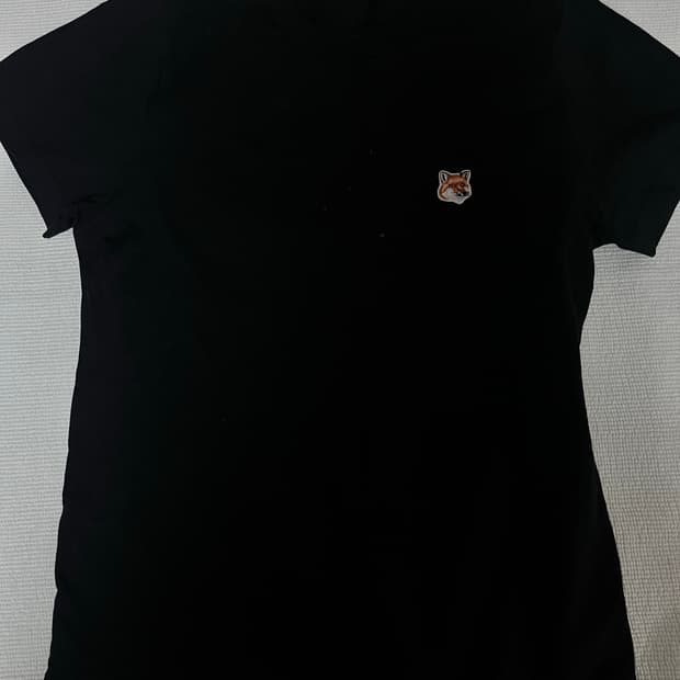 메종키츠네 블랙 폭스 헤드 패치 반팔 티셔