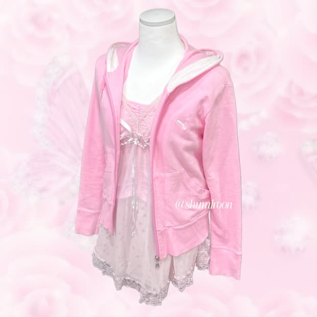 푸마 발레코어 연딸기핑크 후드집업 히메갸루