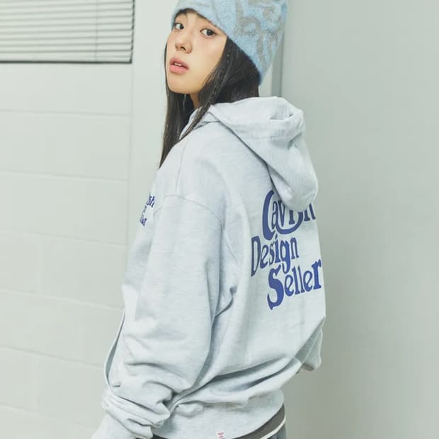 카비시 SELLER LOGO HOODIE LIGHT GREY(BLUE)