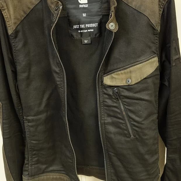 지스타 로우 리벤드 슬림 3D 바이커 데님 자켓