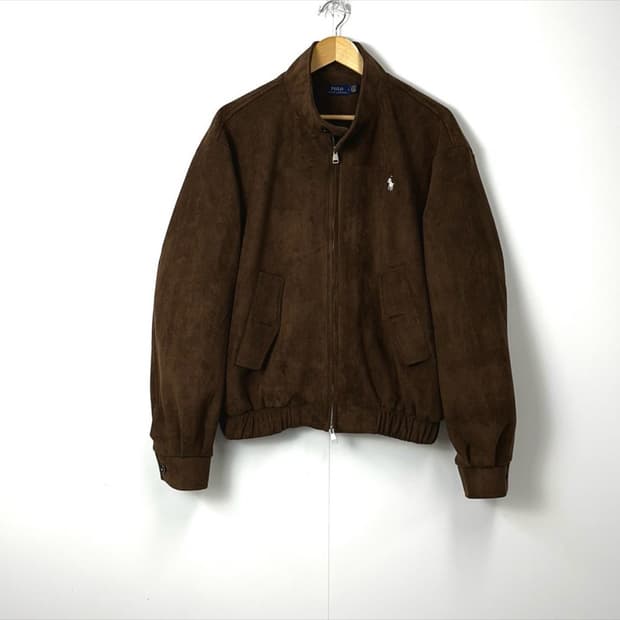 폴로 스웨이드 오버핏 누빔 점퍼