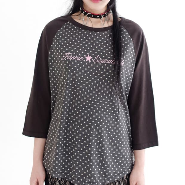 샵페어리 dot raglan sleeve top (charcoal)
