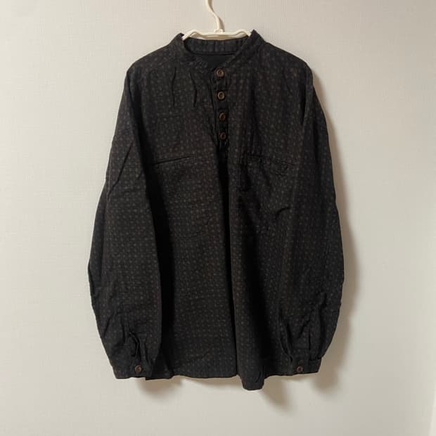 일본 빈티지 모리걸 하구미 체크 단추포인트 오버셔츠