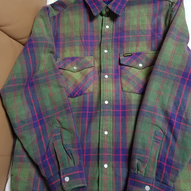 슈프림 퀼티드 플란넬 셔츠 자켓 그린 24SS
