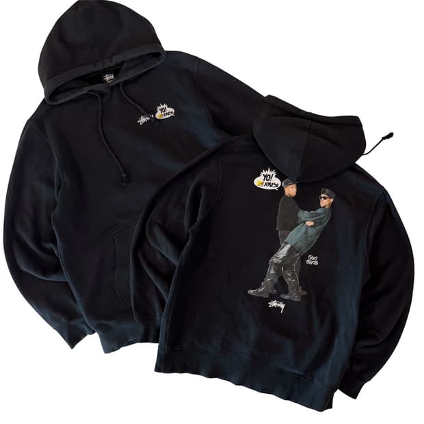 스투시 MTV YO RAPS 갱스터 후드티 블랙