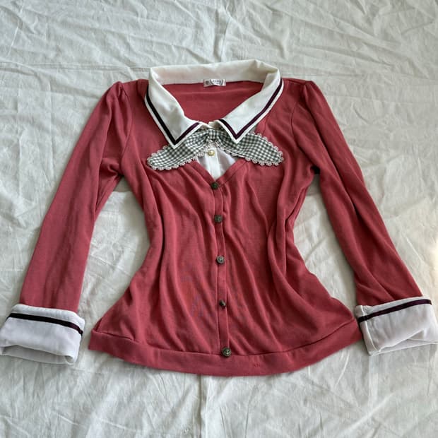 엑시즈팜 러블리 프레피 블라우스