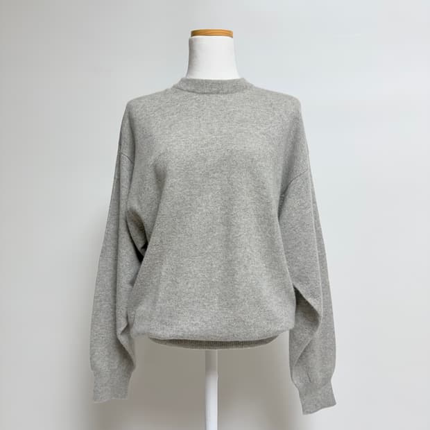 [캐시미어 100%] 그레이 라운드 니트 M