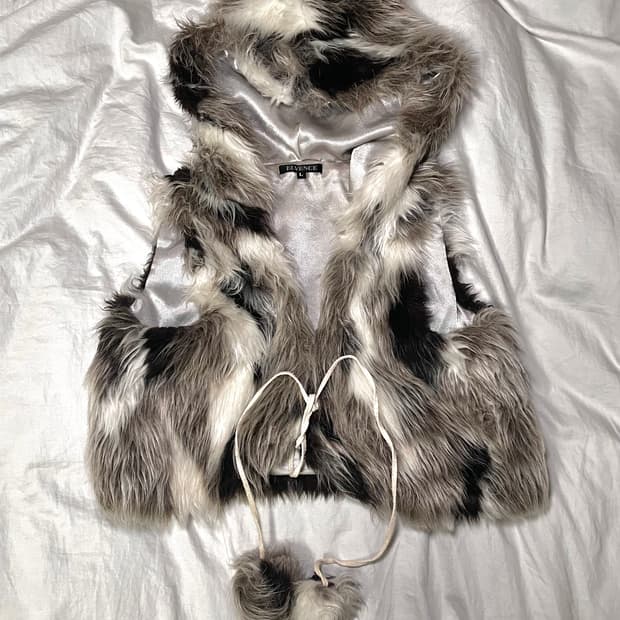 y2k pinterest fur vest vintage 핀터깔 털조끼 