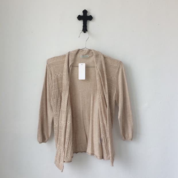 Punching pattern drape open cardigan
