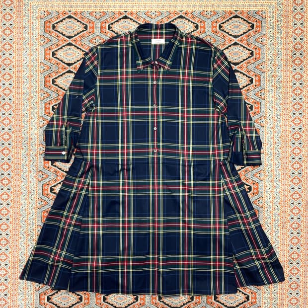 스튜디오톰보이 네이비 타탄체크 셔츠 원피스 여성FREE