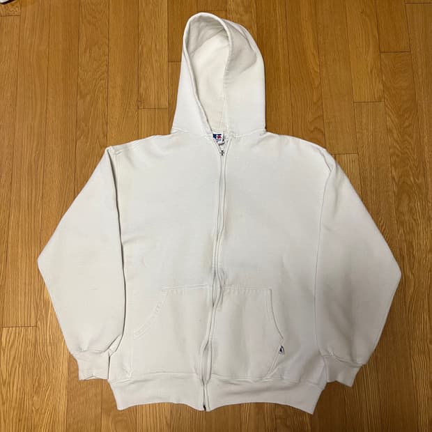 [XL] 90s USA 빈티지 러셀 후드집업 화이트