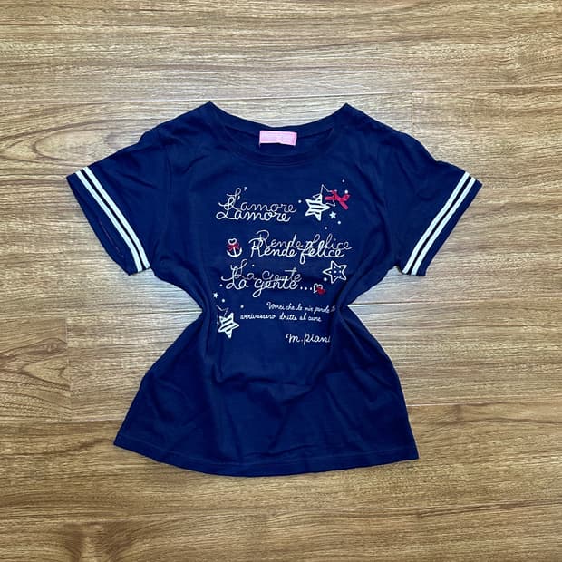 빈티지 메조피아노 레이스 별 반팔 티셔츠 히메갸루 로걀 라떼 모리걸