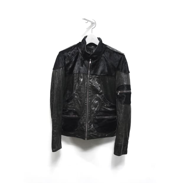 (55~66) 빈티지 송치 퍼 레더 믹스 자켓