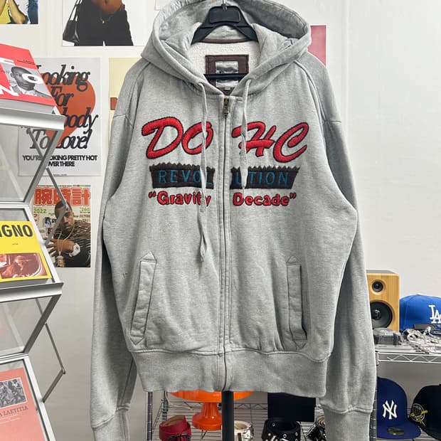 DOHC 도크 아플리케 그레이 스웻 후드 집업