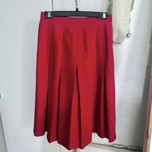 레드 플리츠 스커트