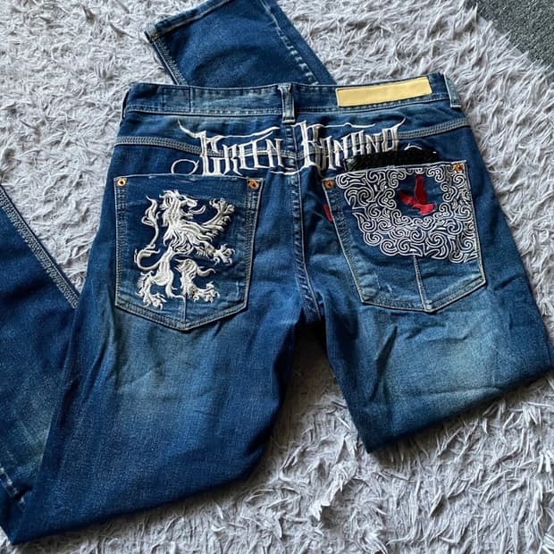 빈티지 자수 데님팬츠 청바지