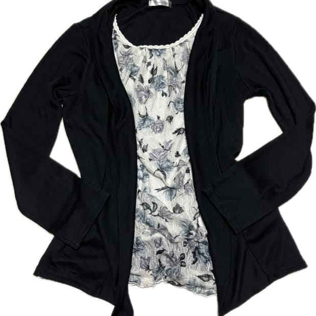 빈티지 로사체리 블라우스 가디건