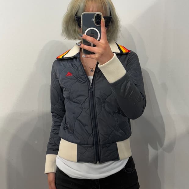85 아디다스 빈티지 퀼팅 자켓 차콜