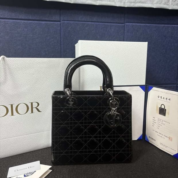 디올 페이던트 레이디백 은장 미듐