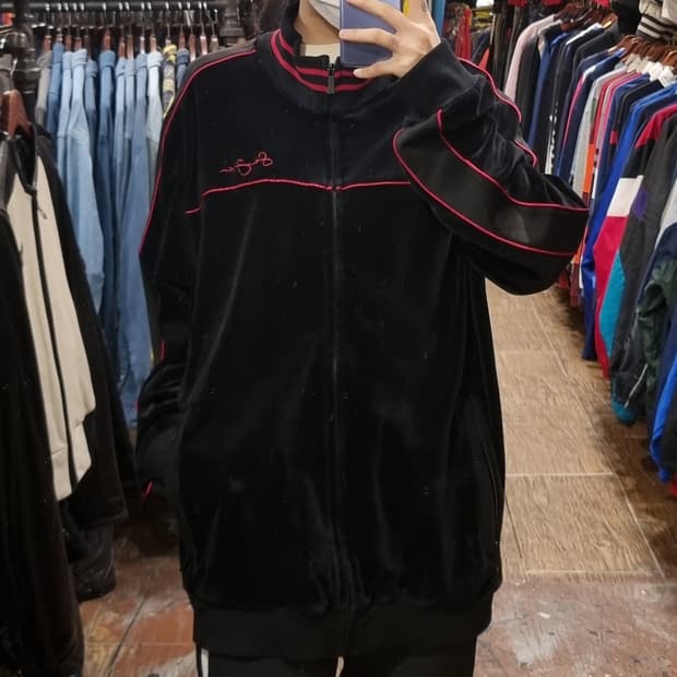 [Hi] vtg 빈티지 벨로아 벨벳 져지 블랙