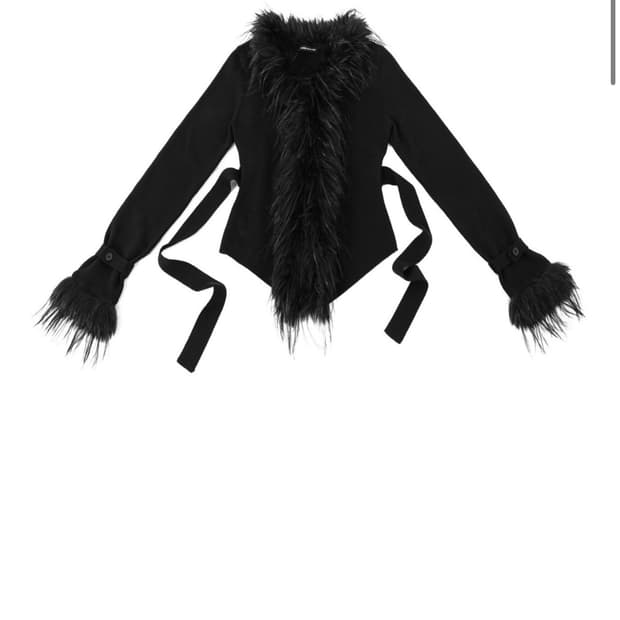 달링유어배드 fur-trimmed back strap cardigan