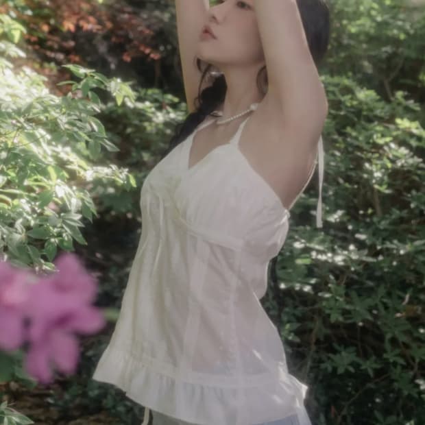 하이스쿨디스코 엔젤 레이스 슬리브리스 뷔스티에 블라우스
