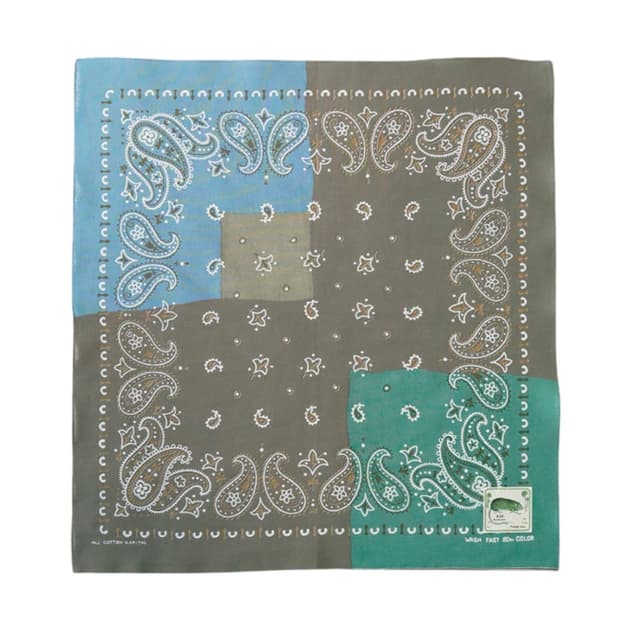 캐피탈 패스트컬러 셀비지 반다나 페이즐리 패치워크 카키 색소폰 스카프