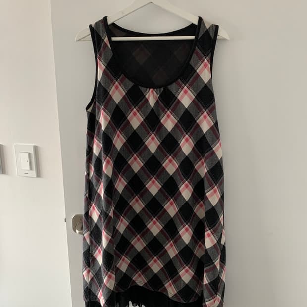 블랙 체크 원피스