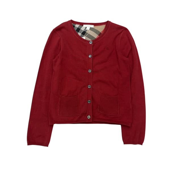 버버리 칠드런 체크 트림 코튼 가디건