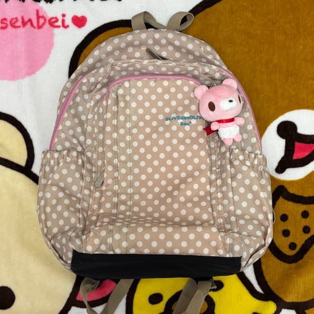 Olive des olive 밀크티 베이지 도트 백팩