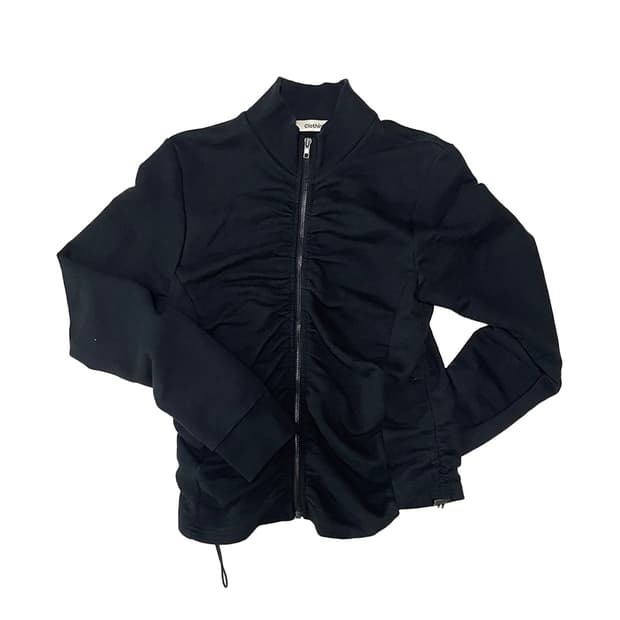 vintage shirring black zipup