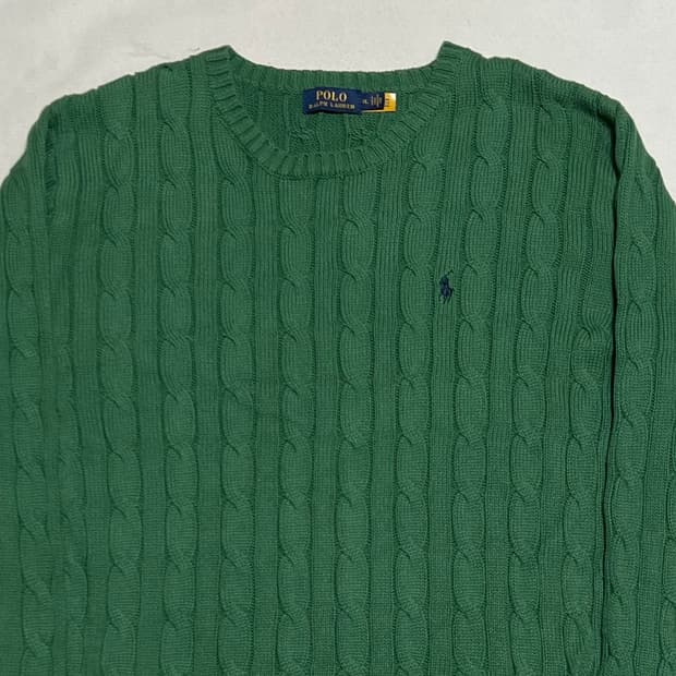 XL 폴로랄프로렌 그린 케이블 니트