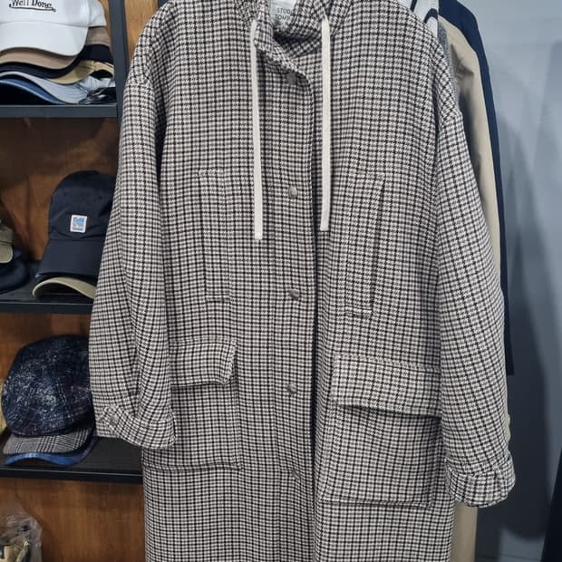 스튜디오 톰보이 레이디 오버사이즈(프리) 울체크코트 (사이즈 사진첨부)