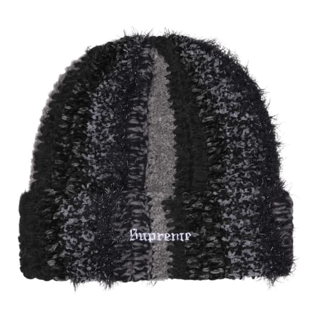 슈프림 틴셀 스트라이프 비니 블랙