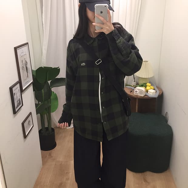 공용 라코스테 체크셔츠 자켓 95