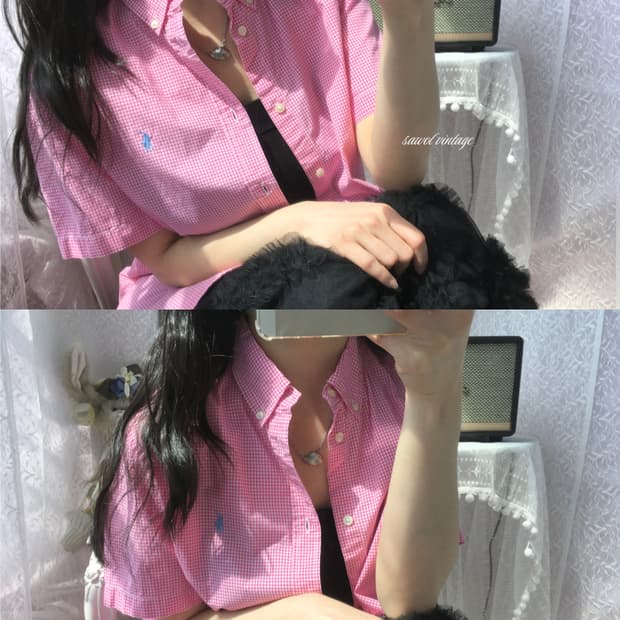 Polo strawberry pink check shirt