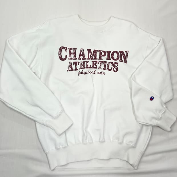 챔피온 흰색 맨투맨 티셔츠