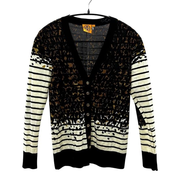토리버치 레오파드 스트라이프 가디건 S