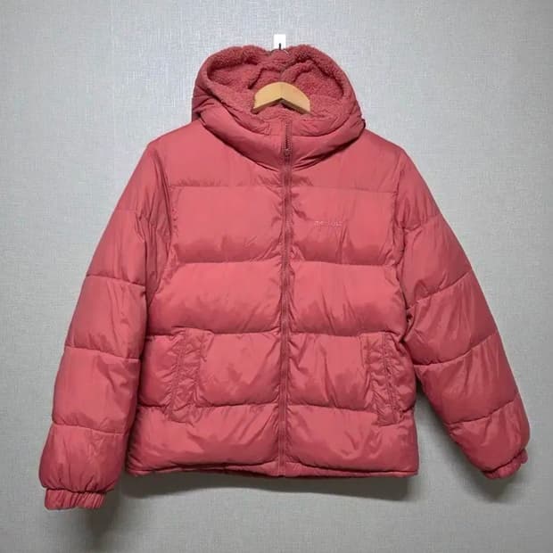 몽벨 핑크색 후드 양면 패딩 점퍼 사이즈 100 여자용