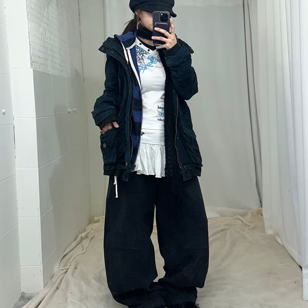 아베크롬비 데일리 펑크 y2k 네이비 코디세트