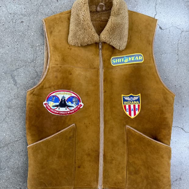 80s vintage Shearling vest 무스탕 베스트