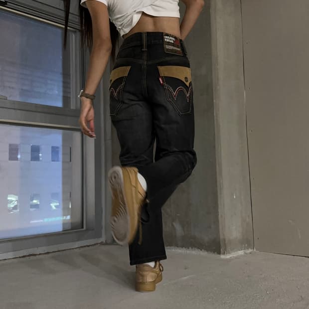 Edwin western black crack washing jeans