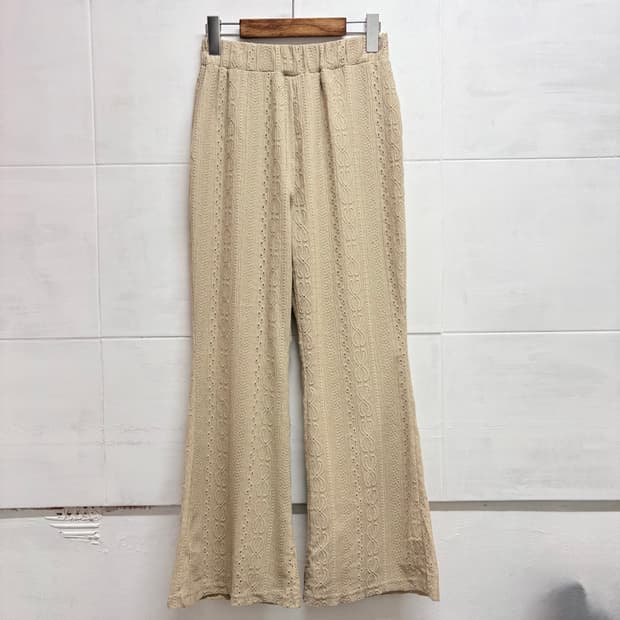 베이지 펀칭 레이어드 밴딩 부츠컷 팬츠 L JPN