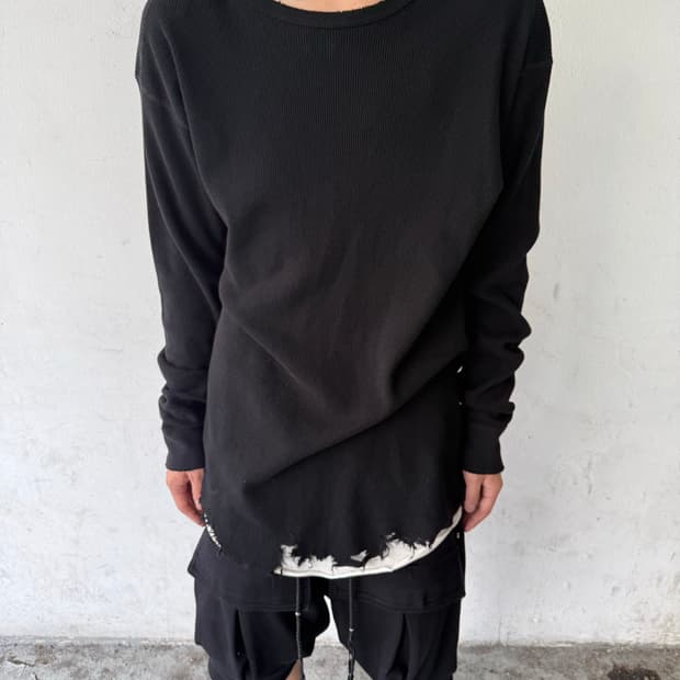 ancellm Distressed Thermal Knit Longslee