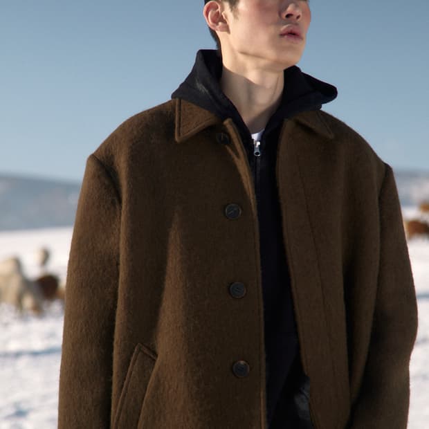 (L)STU 에스티유 fringe Sleeve Mac Coat Brown