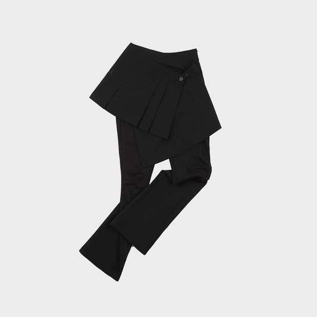 오호스 2-way Pleats Skirt Pants / Black