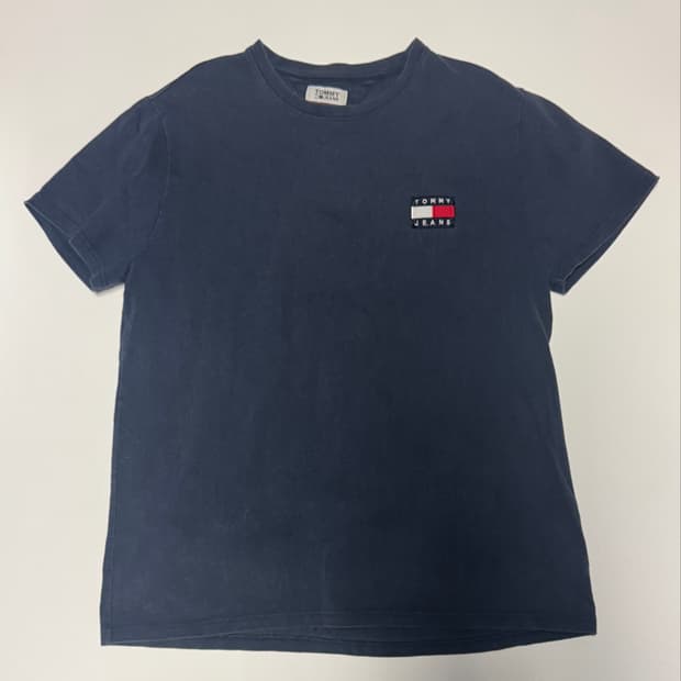 타미 Tommy 진스 로고 반팔 티셔츠 XL 네이비